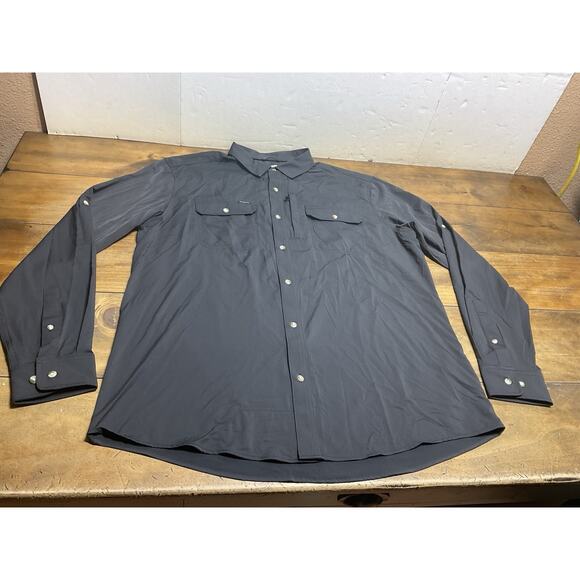 Poncho Shirt Mens XL Black Slim Fit Long Sleeve Performance Fishing Magnetic - Picture 1 of 13
